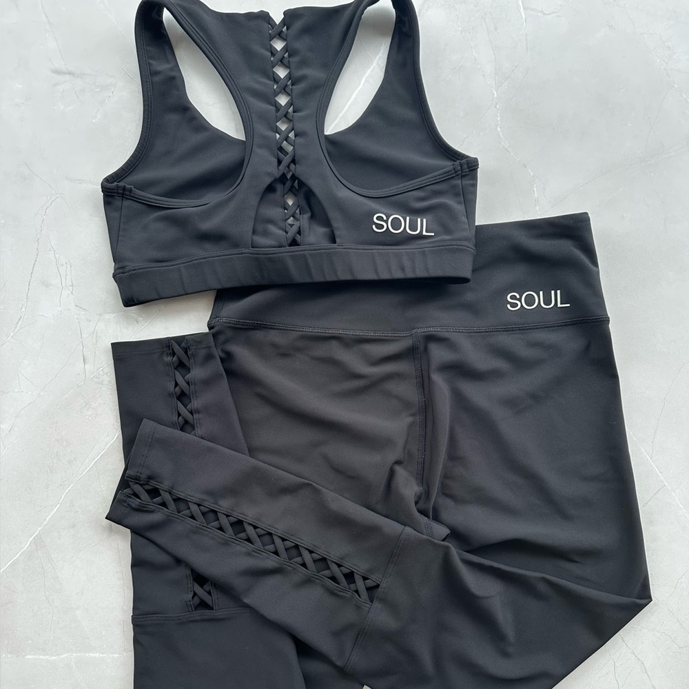 SoulCycle Black Leggings and Sports Bra Set